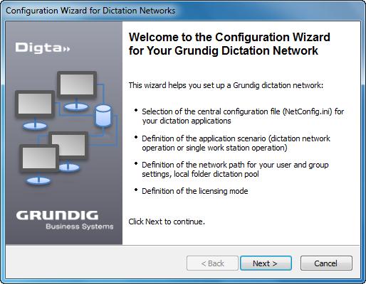 Configuration wizard for dictation networks Configuration wizard for dictation networks Please note!