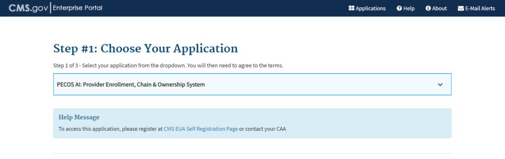 Selecting an EUA-provisioned application displays information, as shown in Figure 6: Help Message Displayed on Selecting EUA- Provisioned Application.
