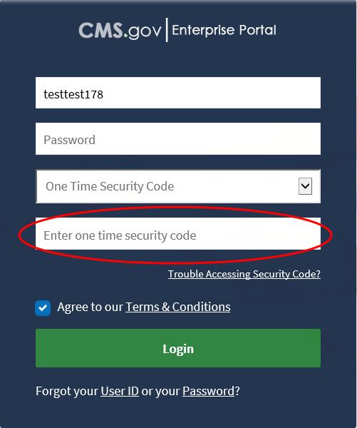 Logging In 5.2.5 One Time Security Code 1. If you select One Time Security Code, the Enter one time security code field displays, as shown in Figure 28