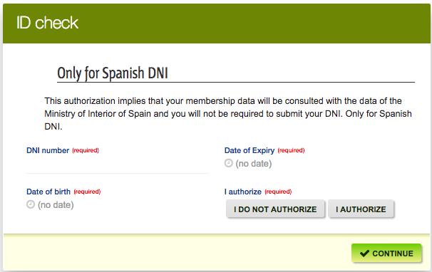 2.2.- Spanish DNI Enter expiration date of ID Enter date of