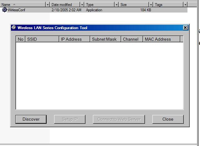 AUTO-DISCOVERY TOOL Auto-discovery can be used to find any AIR802 access points in your local area network. The tool is named WirelessConfig.exe and can be found on the CD included with the AP25N01.