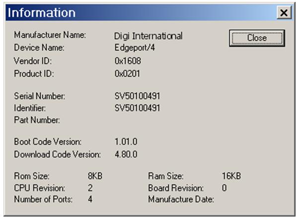 Information tab The Information tab allows you to review the manufacturing
