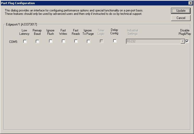 Port Flag Configuration tab The Port Flag Configuration tab allows you to configure performance options and special functionality on a per-port basis.