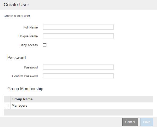 28 StorageGRID Webscale 11.0 Tenant Administrator Guide Note: You can use this check box to temporarily suspend a user's ability to sign in. Password: A password, which is used when the user signs in.