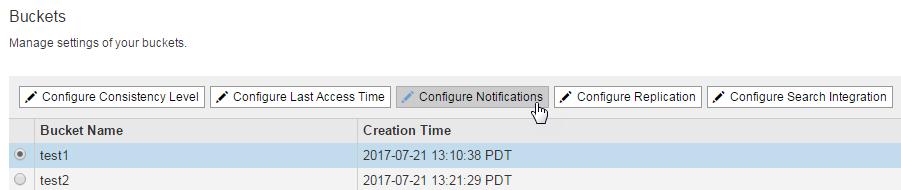 56 StorageGRID Webscale 11.0 Tenant Administrator Guide When configuring the XML, use the URN of an event notifications endpoint as the destination topic.