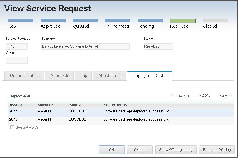 When you click Submit Request on the offering, a workflow checks whether there are enough licenses available.