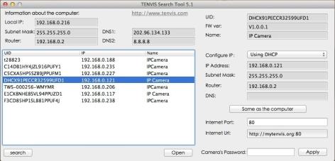 Operation Guide for Mac Web Browser 1. Open your CD and run TENVIS Search Tool.dmg. Drag TENVIS Search Tool into Applications to install the search tool in Apple PC. 2.