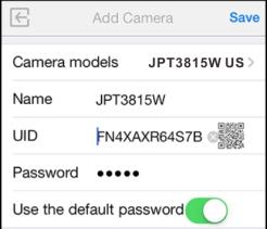 4. Tap on to add your new camera to your account; find the camera by matching UID code in the list to the UID code displayed at the bottom of the camera.