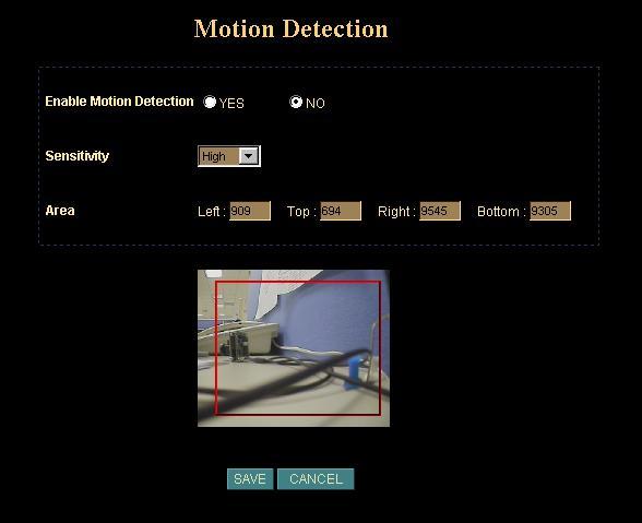 Motion Detection: Setup motion detection area and sensor sensitivity The motion detection is implemented by a patented software algorithm, it runs on the Network Camera, due to a larger processing