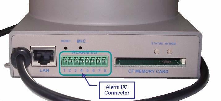 Appendix B: Alarm I/O Connector Interfacing to the External I/O Some features of the Network Camera can be activated by an external sensor that senses physical changes in the area Network Camera is