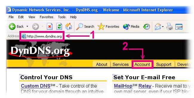 3. Application Steps DDNS & Domain Name (1). Visit the following web site : http://www.dyndns.org/ (Pink No.