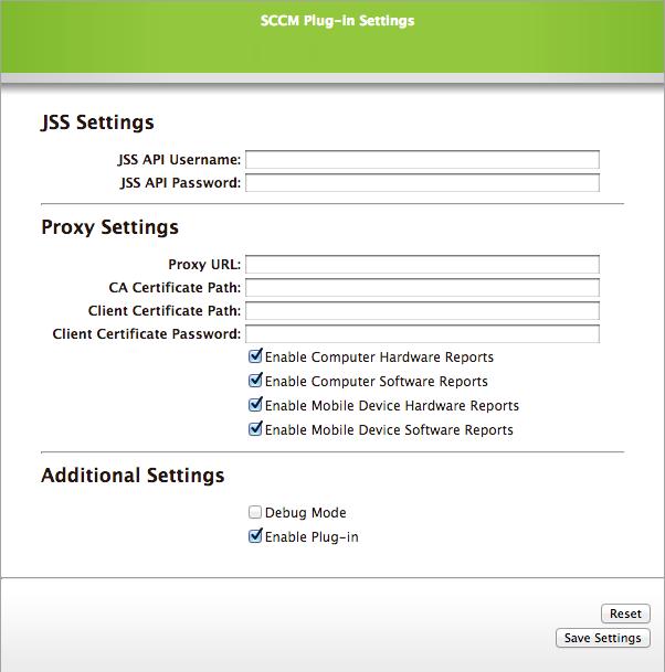Configuring the SCCM Plug-in 1. Log in to the JSS with a web browser. 2. Navigate to https://jss.mycompany.corp:8443/sccmpluginsettings.html. 3.