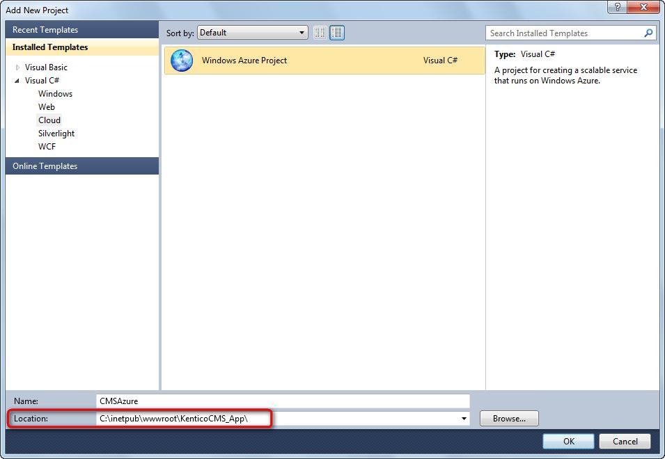 38 Kentico CMS 6.0 Windows Azure Deployment Guide Confirm the role selection dialog that appears next without adding any roles to the Windows Azure solution.