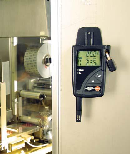 26 Long-term monitoring of production conditions Professional and non-stop testo 177-H1 Sensitive products require the right ambient conditions during production and storage.