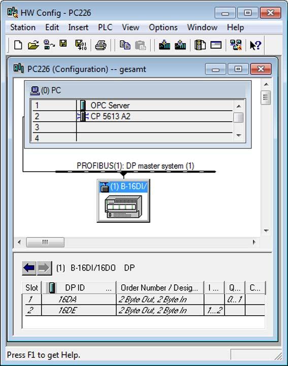 Examples 3.2 OPC application for PROFIBUS DP 3. Holding down the left mouse button, drag the DP slave to the DP master system until the mouse pointer touches the DP master system.