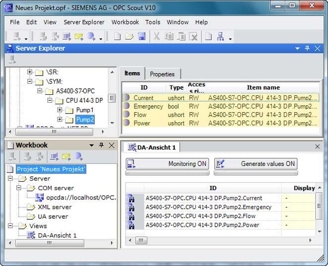 Examples 3.5 SNMP communication with OPC 1. Click on "\SYM:" > "AS400-S7-OPC" > "CPU 414-3 DP" > "Pump2" in the navigation area. 2.