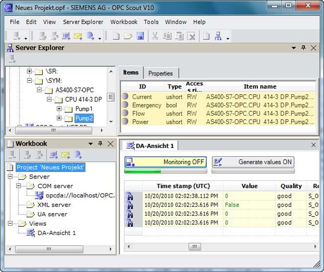 Examples 3.5 SNMP communication with OPC 3. Click the "Monitor ON" button in the view area. 4.
