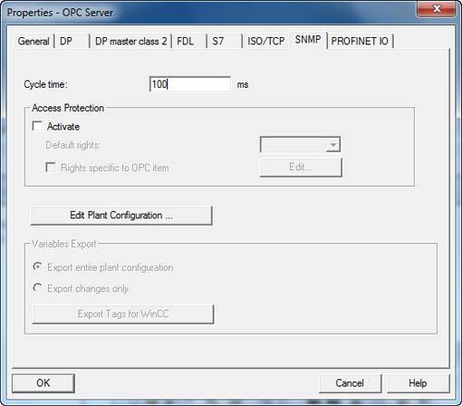 Examples 3.5 SNMP communication with OPC 4. Select the "SNMP" tab and click on the "Edit Plant Configuration..." button.