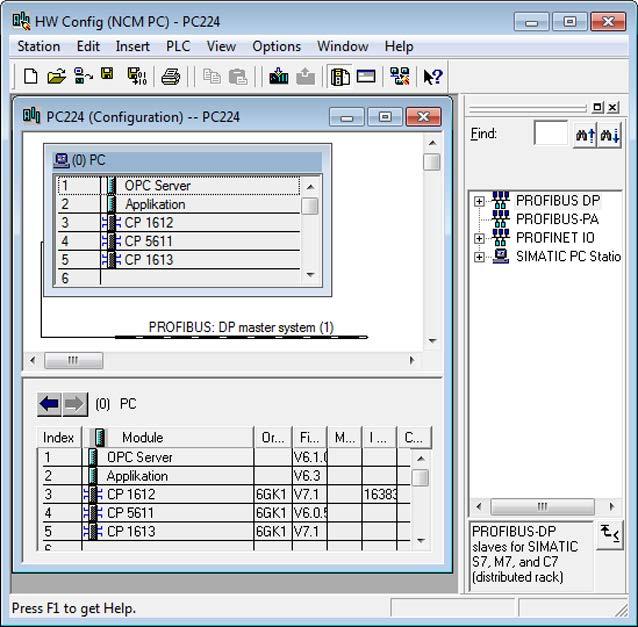 4.2 SIMATIC NCM PC project engineering tool Follow the steps below: 1. In HW Config, open the configuration of the PC station set up with a DP master system. 2.