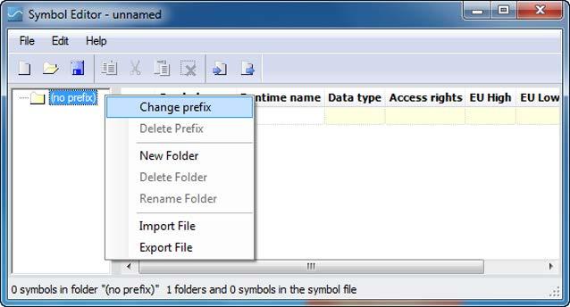 4.4 Symbol Editor 4.4.4.3 How to change the name space prefix Follow the steps below: 1. Move the mouse pointer to left-hand area. 2. Right-click and select the menu command "Change Prefix". 3.