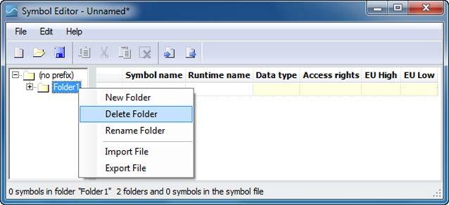 4.4 Symbol Editor 4.4.4.4 How to delete folders or symbols Follow the steps below: 1. Select the folder or symbol you want to delete in the tree structure of the folder. 2.