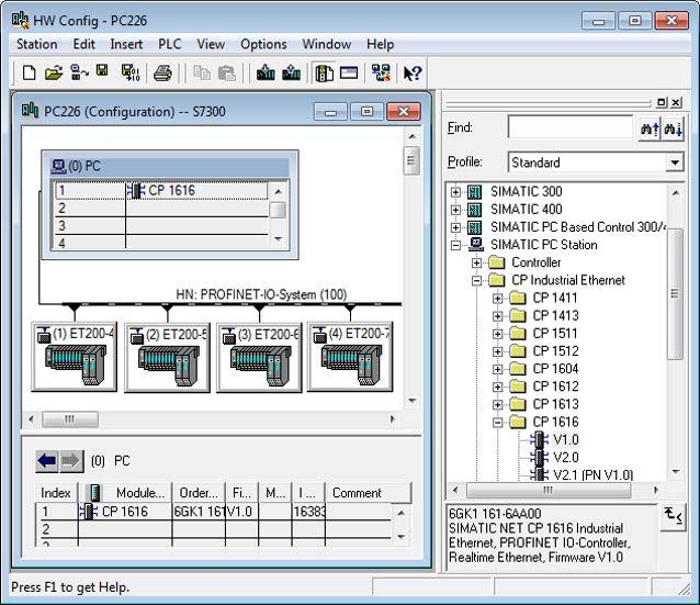 Getting started 2.5 Using the CP 1616 as a PROFINET IO controller / IO device / IO router 9. Select the CP 1616 and, if necessary, select the "Insert" > "PROFINET IO System" menu command.