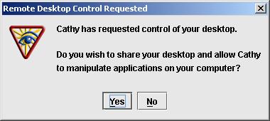 Both the person requesting control and the person being requested must have hosting application sharing privileges. To request control of a participant s desktop, do the following: 1.