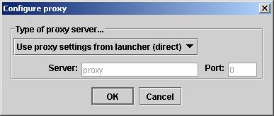 To configure the proxy server, do the following: 1. From the Session menu, select Proxy Configuration The Configure Proxy dialog box appears. 2.