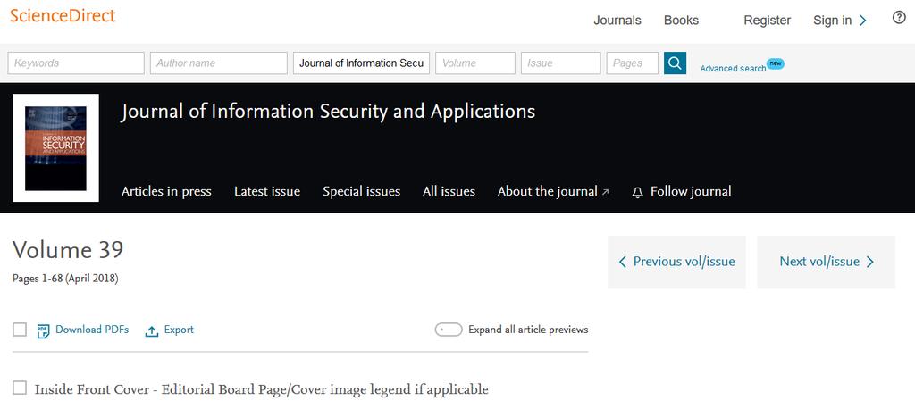 16 5. Key features New Journal Homepage features