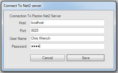 Upon connection to the Net2 server, the status in the bottom left corner of