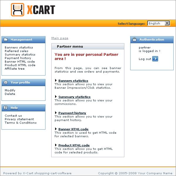 6 X-Affiliate add-on module for X-Cart 4.2.0. Partner area. User manual.