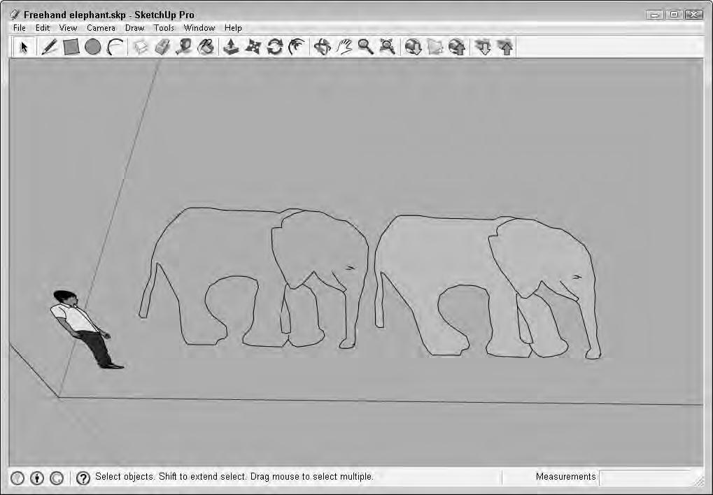 Drawing in SketchUp 9 FIGURE 9.10 The Freehand tool can create open and closed shapes.