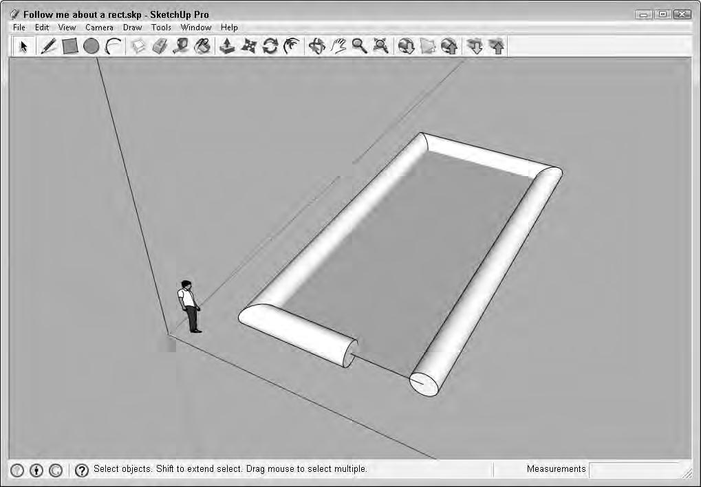 Modifying Objects 10 The amount of the extruded distance is displayed in the Measurements Toolbar. If you type a new value, the extrusion height changes to this new value.