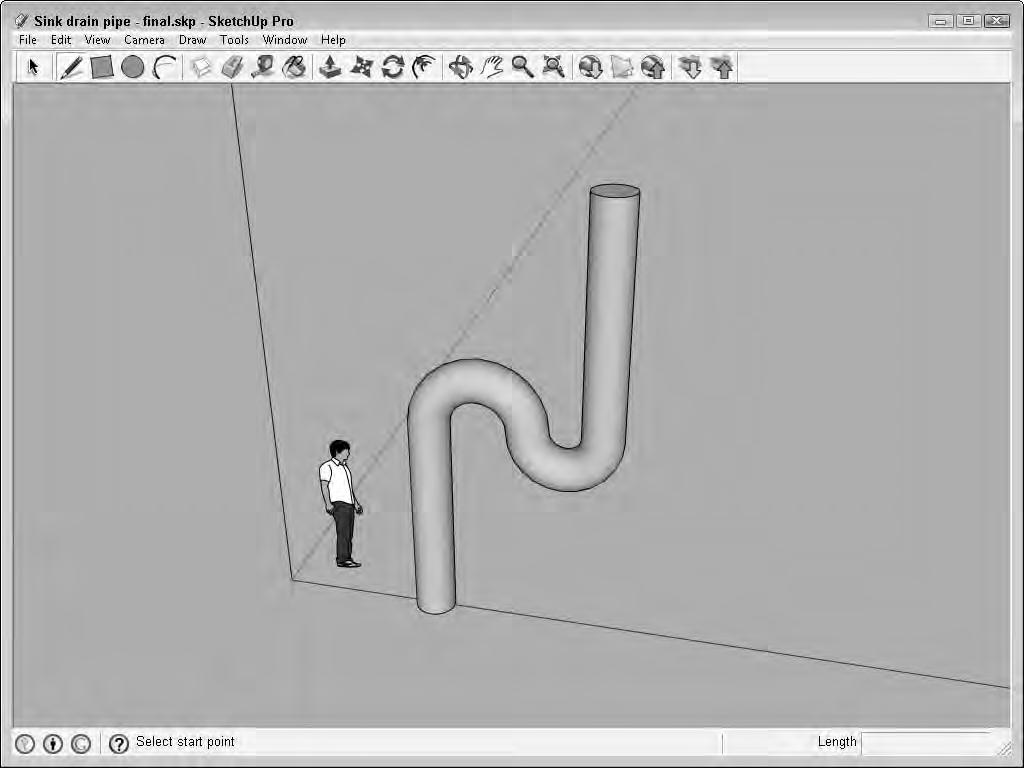 Modifying Objects 10 FIGURE 10.6 The Follow Me tool can make a cross-section follow an odd path. Beveling an edge The Follow Me tool can also be used to add a bevel to the edge of an object.