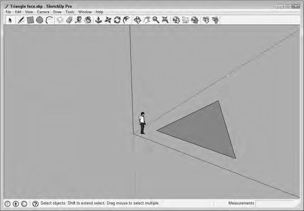 Drawing in SketchUp 9 FIGURE 9.2 A minimum of three edges are required to define a face.