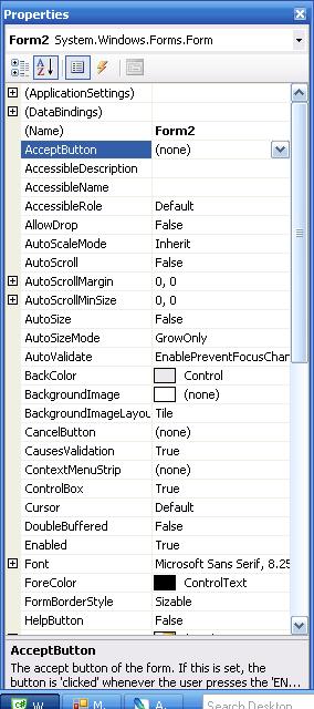 GUI creation in Visual Studio Form Properties Most of the time you will use Visual Studio to