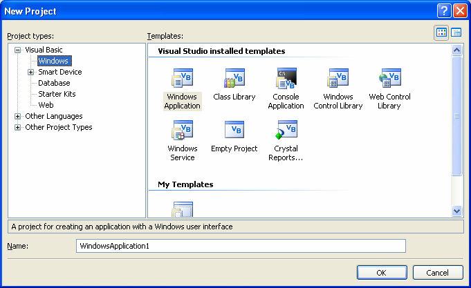 New Project Definition Notice that because during the initial configuration of Visual Studio we told it we
