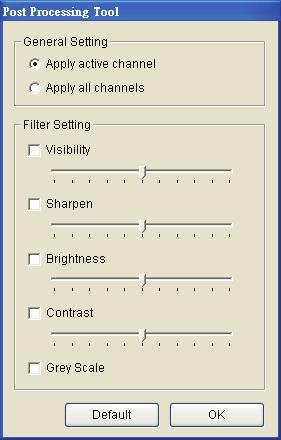 Post Processing Tool General Setting Select the option to either apply the filter settings to only the active channels or to all channels.