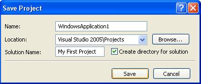 The files are usually saved in the My Document folder in XP (Document folder in Vista), under Visual Studio. If you want to save your projects elsewhere, click the Browse button.
