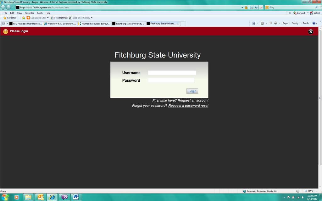 GETTING STARTED After entering the URL, https://jobs.fitchburgstate.