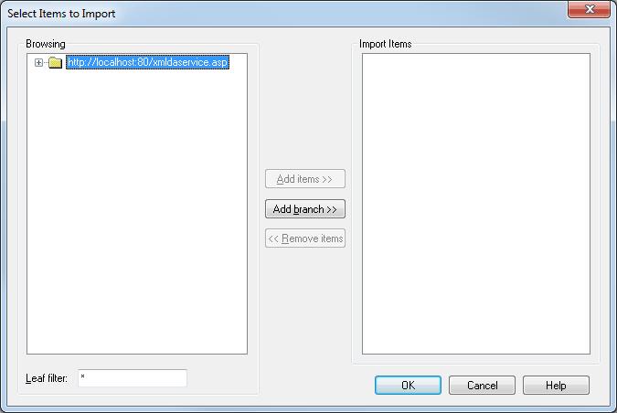 16 Device Properties Import Select import items: When clicked, this button invokes the Select Items to Import property group for browsing the server for tags.