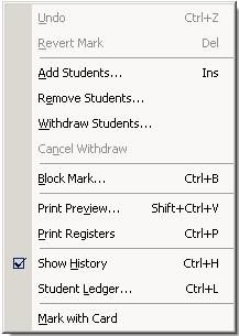 3. The register will now open and be ready to accept marks Right Click on the mouse button