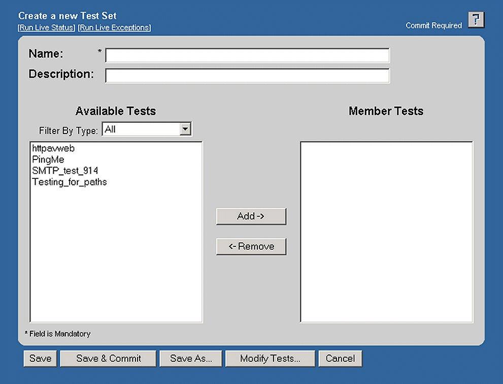 SA Workflow Overview The Test Set Management page appears. If tests do not appear on this page, you have not created them. 2. Click Add.