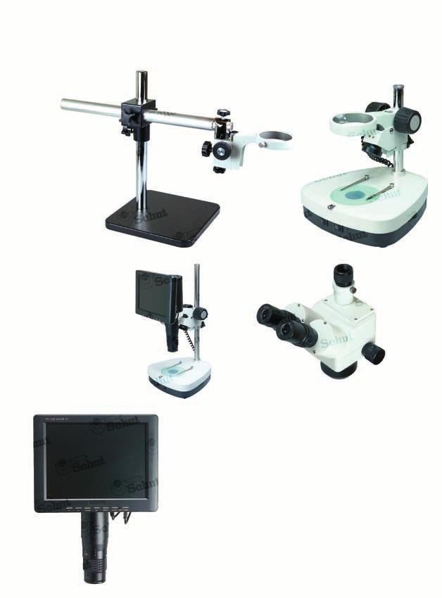 STEREO MICROSCOPE ACCESSORIES SSM stereo microscope accessories (continued) Large stand Base: 255 x 255 cm. Column height: 390 mm. Arm length: 490 mm. Height adjustment: 60 mm.