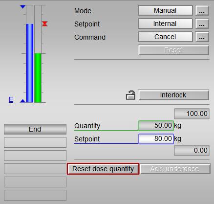 7 Dosers 7.1 Standard view 2. Click "Reset dose quantity".