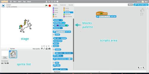 To create a script, select the blocks you need from