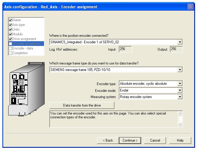 Configure Red_Axis Click Data transfer from the drive and control