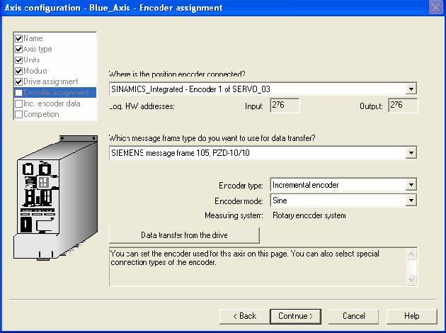 Configure Blue_Axis Click Data transfer from the drive