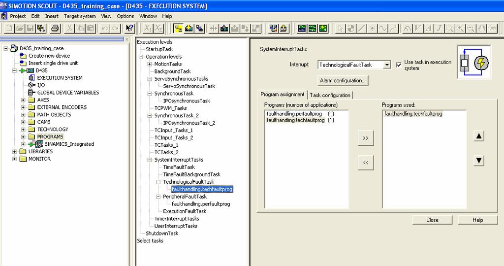 Fault Handling Open EXECUTION SYSTEM and add ST program to