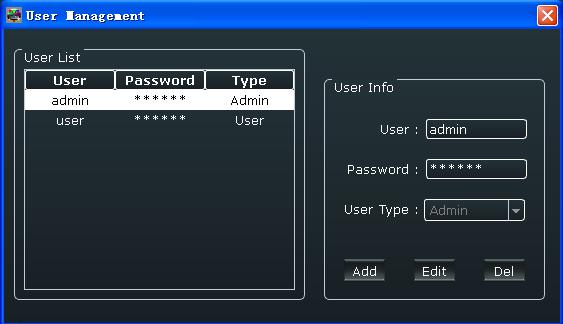 log in and set the log password of windows control program.